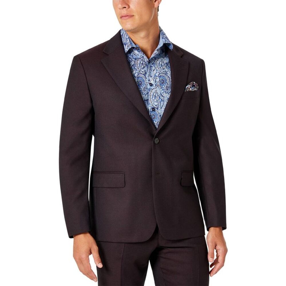Tallia Mens Slim Fit Wool Suit Jacket 38 Short Wine Sport Coat - NWT $425